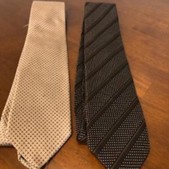 Hugo Boss Other - Hugo Boss Brown Tan Silk Neck Ties Bundle of 2 Pre-Owned.